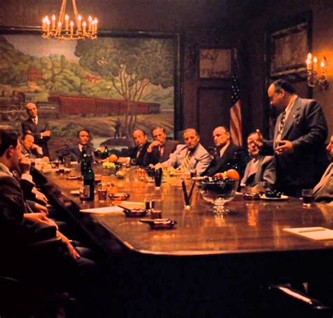 In The Godfather (1972) The Meeting of the Five Families Forshadows Don Corleones Shooting. In ...