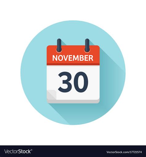 November 30 flat daily calendar icon date Vector Image