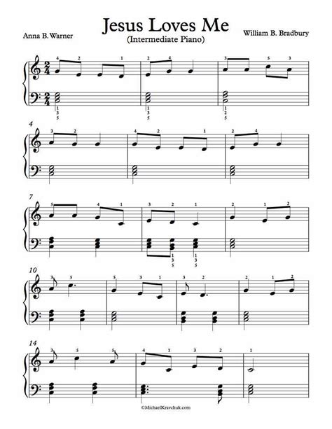 Free Piano Arrangement Sheet Music – Jesus Loves Me – Michael Kravchuk