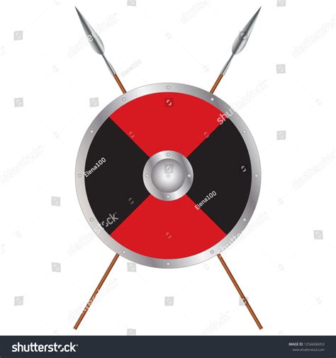 Viking Shield Crossed Spears Vector Design Stock Vector (Royalty Free ...