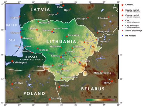 Large detailed topographical map of Lithuania. Lithuania large detailed topographical map ...