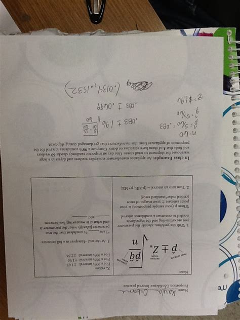 P hat confidence interval example 1 | Confidence interval, Student work ...