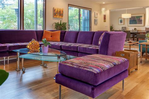 SW Portland, OR: Modern Living room with a vivid purple velvet ...