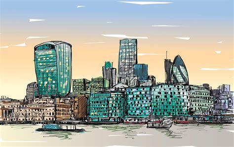 Color sketch of London, England landscape 1312365 Vector Art at Vecteezy