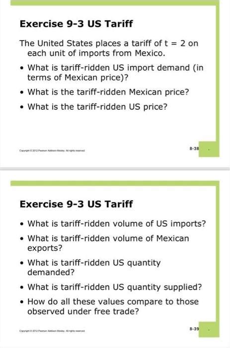 Exercise 9-3 US Tariff The United States places a | Chegg.com