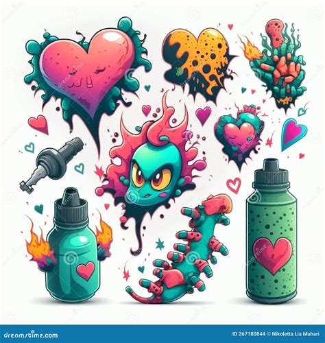 Graffiti Illustration Elements on a White Background Stock Illustration ...