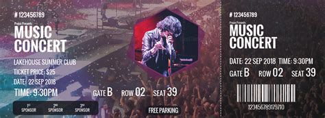 Music Concert Ticket Design Template in PSD, Word, Publisher, Pages