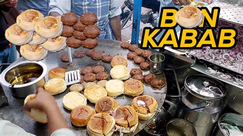 Pakistani Street Food Shami Kabab Burger | Street Food Karachi | Street Food Shami Bun Kabab ...