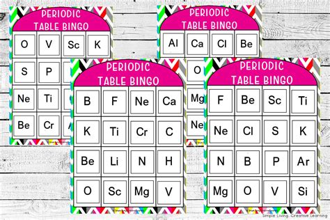 Periodic Table of Elements Bingo - Simple Living. Creative Learning