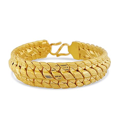 Buy 22K Wide Gold Men’s Bracelet 65g | OM Jewellers