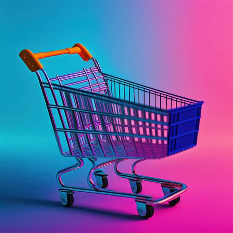 A shopping cart with a colorful background