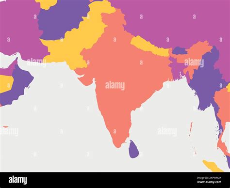 South Asia blank map. High detailed political map of southern asian ...