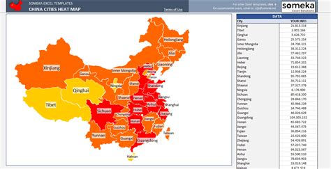 China Heat Map Excel Template | Geographical Map in Excel