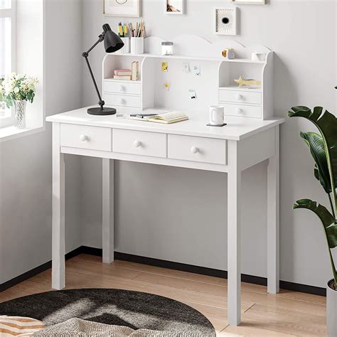 Adorneve Teen Writing Desk with Hutch 7 Drawers,Student Desk Study Table,White - Walmart.com