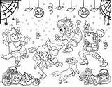 Kids coloring Dancing In Halloween costumes 11870891 Vector Art At  sketch template