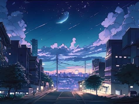 Premium Photo | Anime cityscape in the night