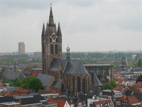 The Old Church in Delft Netherlands (Oude Kerk) South Holland, 14th Century, Gravure, Delft ...