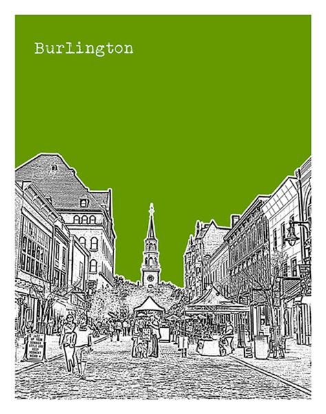 Burlington Vermont VT City Skyline Poster Print Art Church - Etsy