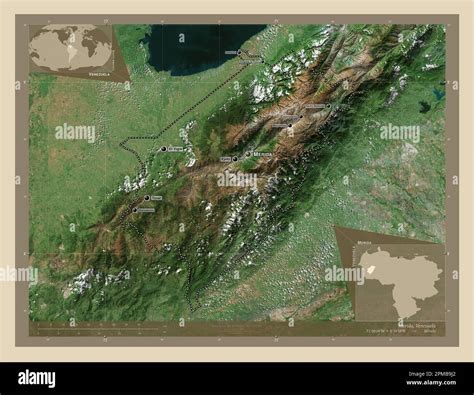 Merida, state of Venezuela. High resolution satellite map. Locations ...