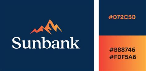 the sunbank logo is shown in two different colors, and has a mountain on it