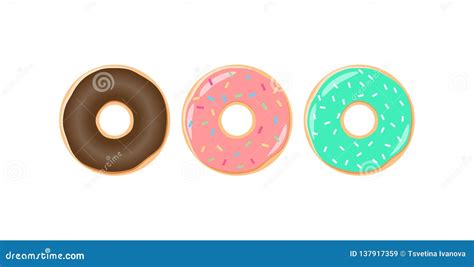 Colorful Glazed Donut with Sprinkles Vector Set. Stock Vector - Illustration of cartoons ...