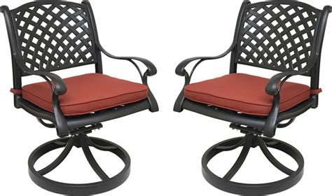 Nevada Cast Aluminum Outdoor Swivel Rocker Chairs with Sunbrella ...