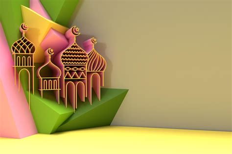 Free Photo | 3D Render illustration of a Mosque Design with Space of Your Text Eid Mubarak ...