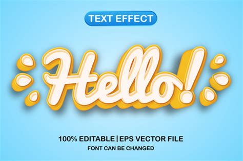 Hello text font style vector free download