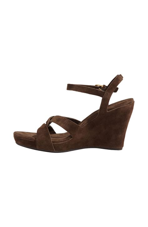 Ugg Arianna Suede Wedge Sandals in Brown (espresso) | Lyst