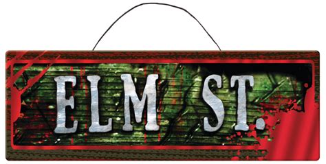 A Nightmare on Elm Street "Elm St." Hanging Sign, Green/Red, 5 1/4-in, Indoor/Outdoor Decoration ...