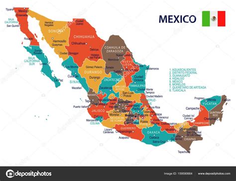 Mexico - map and flag illustration — Stock Vector © dikobrazik #159590664