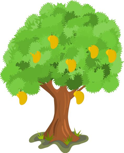 mango tree and grass vector illustration. Kids drawing. 21814018 Vector ...