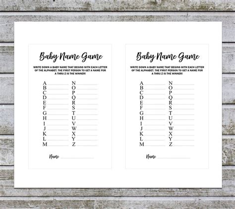 Printable Baby Shower Game Baby Name Game Baby Name Race | Etsy