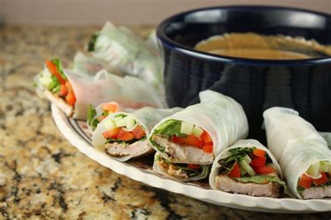 Pork Spring Rolls with Spicy Peanut Dipping Sauce ~ Macheesmo | Recipe | Spring rolls, Pork ...