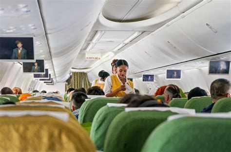 Addis Ababa, Ethiopia - April 23, 2019: Commercial Plane Interior ...