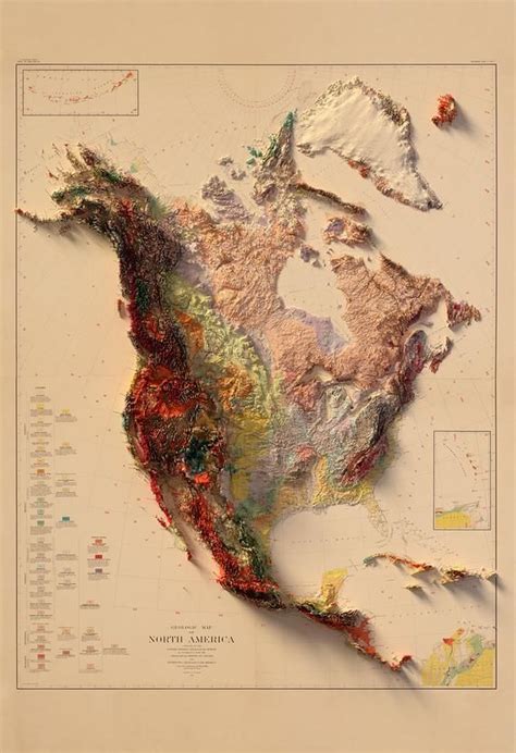 North America - Geological Map - (V1) in 2021 | Relief map, Map, Geology