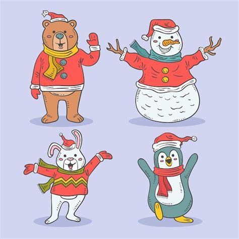 Free Vector | Hand drawn christmas characters collection