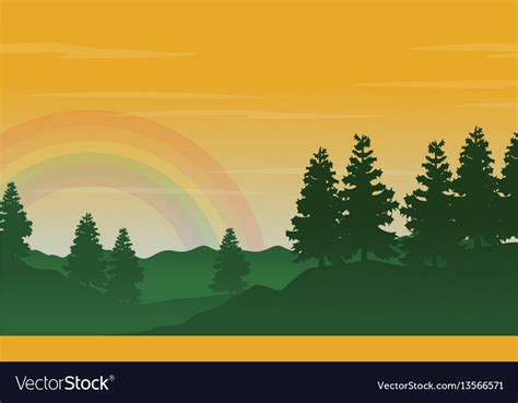 Silhouette of hill with spruce landscape Vector Image