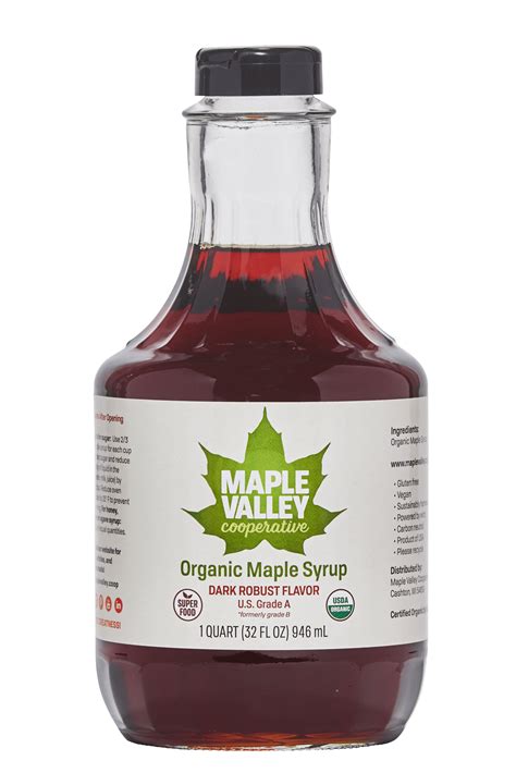 Maple Valley Pure Organic Maple Syrup 32 Oz Grade A Dark & Robust Maple ...