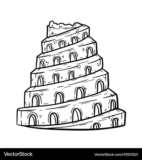 Tower of babel ancient city babylon Royalty Free Vector