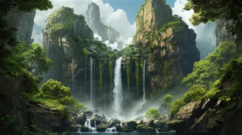 Premium AI Image | waterfall in the tropical forest