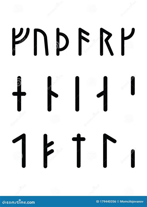 Old Futhark Runes Alphabet With Names And Definitions. Vector ...