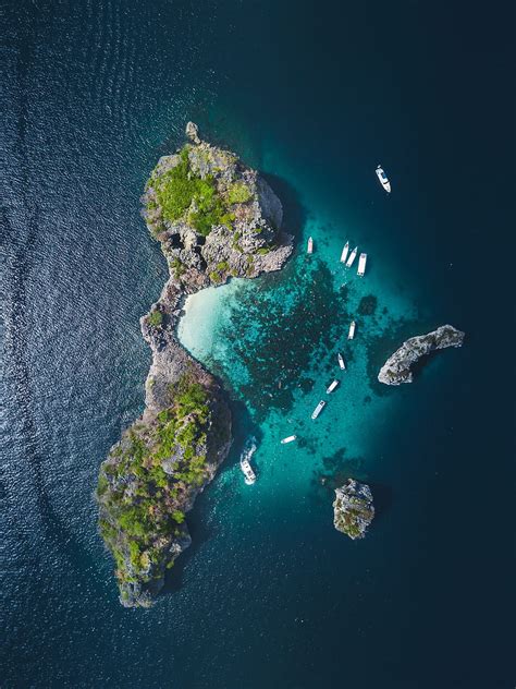 Island, ocean, tropical sea, aerial view HD phone wallpaper | Pxfuel