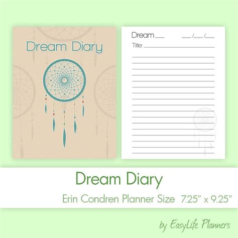 Dream Diary 7.25 x 9.25 PDF for Life Planner by EasyLifePlanners