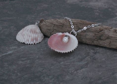 Necklace Natural Sea Shell Freshwater Pearl Silver Necklace - Etsy