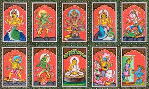 Dashavatara - The Ten Incarnations of Lord Vishnu (Set of Ten Paintings) | Exotic India Art ...