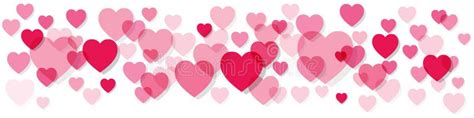 Valentine`s Day Banner Pink Hearts on a White Background. Stock Vector ...