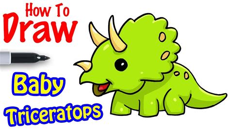 How to Draw Baby Triceratops Dinosaur - YouTube