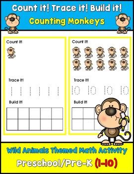 COUNTING MONKEYS! Wild Animals Themed Activity / Preschool-PreK | TPT