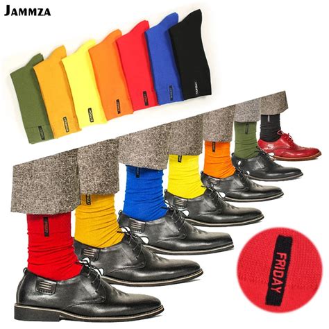 Mens Combed Cotton Bright Solid Color Socks Business Dress Socks for ...